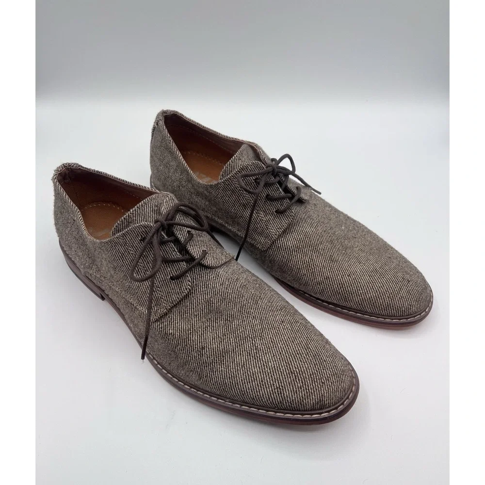 J75 Men Padrino 2 Beige Oxford Tweed Lace Up Dress Shoes Round Toe 10.5